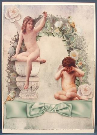Cherubs with Little Birds and Bow by Cheryl French
