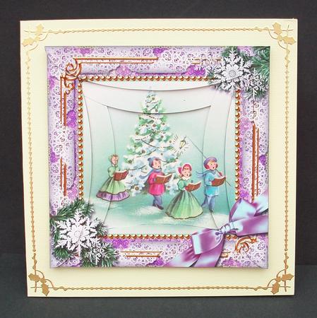 Carol Singers Snow Square Spiral Rounded Edge Stacker by Cheryl French