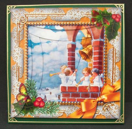 Angels Bell Pulling Holly Square Spiral Rounded Edge Stacker by Cheryl French