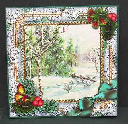 Winter Countryside Holly 6 Inch Duo Corner Stack Card Front by Cheryl French