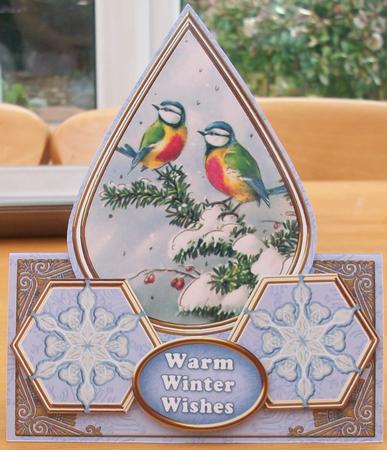 Blue Tits Snowflake Warm Wishes Trio Flake Card Kit by Cheryl French