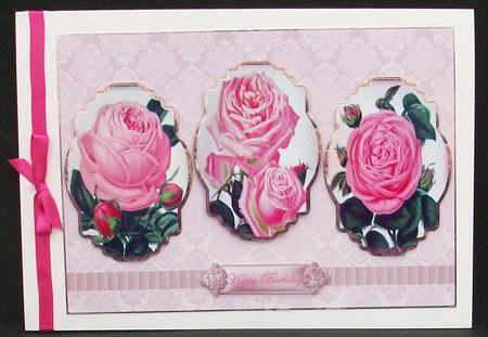 Vintage Rose Panel Card with Toppers by Cheryl French