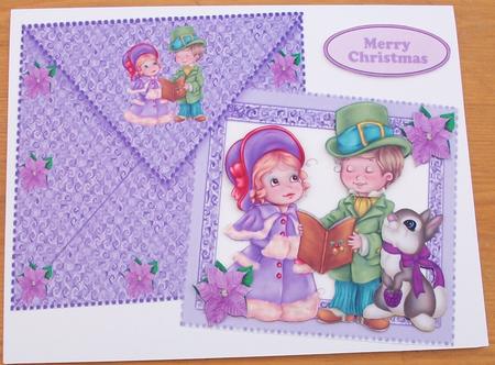 Carol Singers and Bunny on a Card with Envelope by Cheryl French