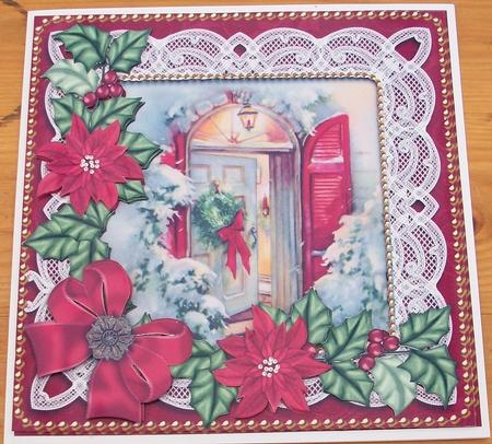 Christmas Door Red Mini 8in Decoupage Card Front Kit by Cheryl French