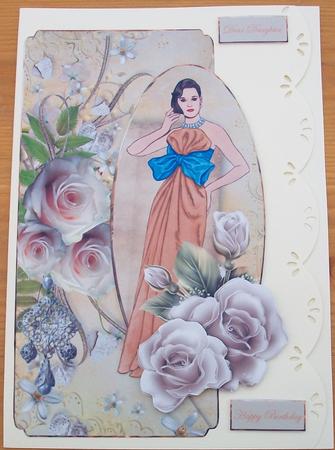 Lady in the Rose Garden Card Front with Topper by Cheryl French