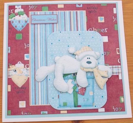 Polar Bear with His Gift, Card Front, Topper and Decoupage by Cheryl French