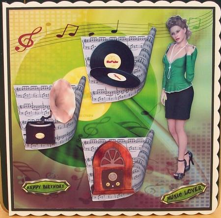50s Music 3 Panel Pyramid Mini Kit by Cheryl French