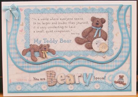 My Teddy Bear Beary Special Bracket Mock Envelope Card Front by Cheryl French