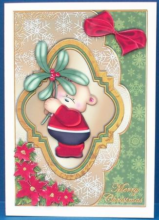 Mistletoe Bear Envelope Style Card Front by Cheryl French