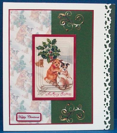 Dogs Sledge Fun in the Snow Card with Topper by Cheryl French