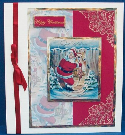 Santa with His Reindeer Card and Pyramid by Cheryl French