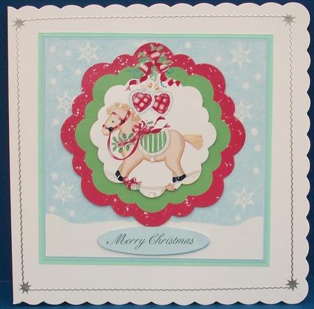 Rocking Horse and Decoration Christmas Quick Card by Cheryl French