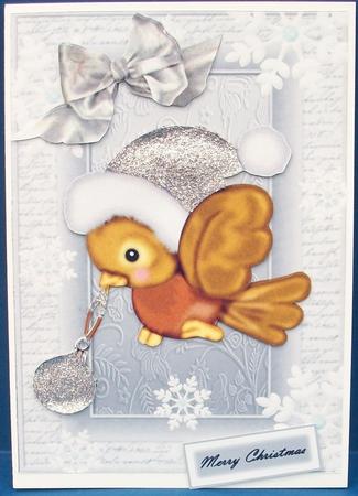 Lovely Christmas Bird with Glitter Bauble & Glitter Hat by Cheryl French