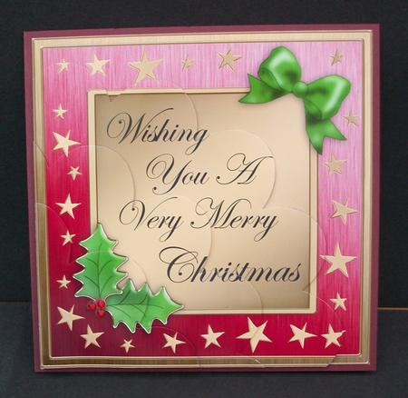 Elegant Christmas Greetings Shell Edged Corner Side Stacker by Cheryl French