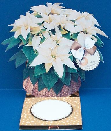 White Poinsettia Basket Easel Card & Envelope by Cheryl French