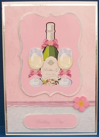 Champagne & Rings Wedding Card Front with Decoupage by Cheryl French
