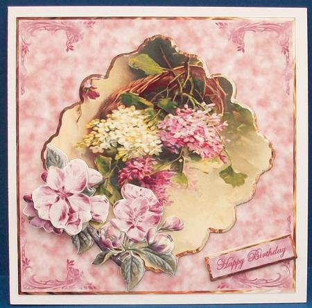 Basket of Lilacs Card Front with a Topper by Cheryl French