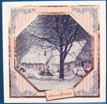Winter House Scene Card with Petal Pyramid by Cheryl French