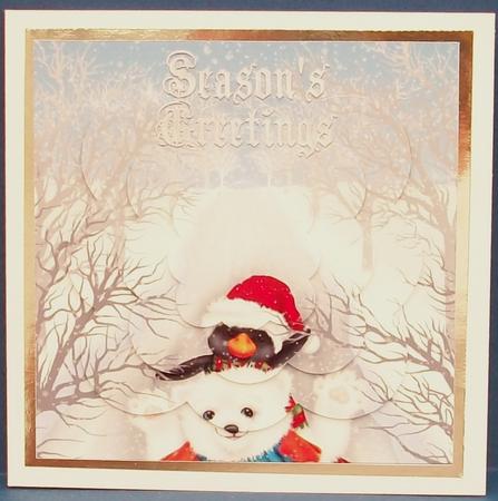 Christmas Penguin and Bear Scalloped Pyramid by Cheryl French