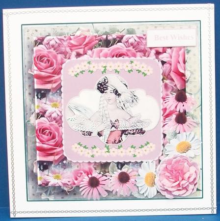 Coneflowers & Daisys Vintage Lady Card Topper & Decoupage by Cheryl French