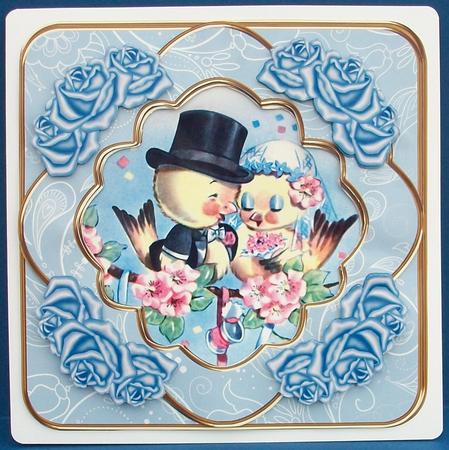 Love Ducks Blue Rose 8in Fancy 3D Decoupage Kit by Cheryl French