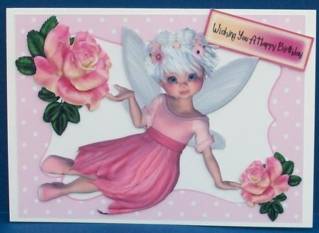 Candy Floss Pink Faerie with Rainbow Roses by Cheryl French