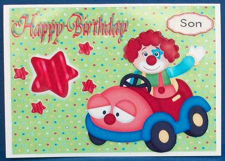 Clown in His Car with Red Stars by Cheryl French