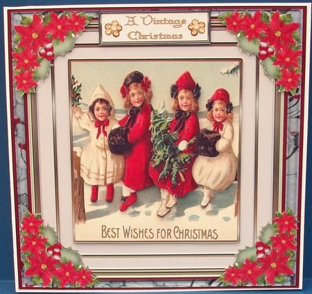 Vintage Children in the Snow 8 x 8ins Mini Kit by Cheryl French