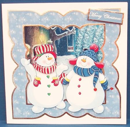Snowman Friends Card with Decoupage by Cheryl French
