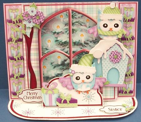 Shadow Box Easel Windows 3D Kit - Owl's Christmas by Cheryl French