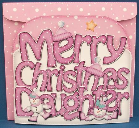 Merry Christmas Daughter Snowman Pop Out Xmas Word Card by Cheryl French