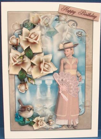 Lovely Ladies Card with Cream Roses by Cheryl French