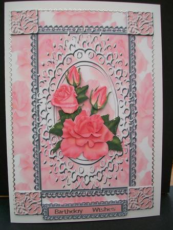 Pink Roses with a Silver Frame by Cheryl French