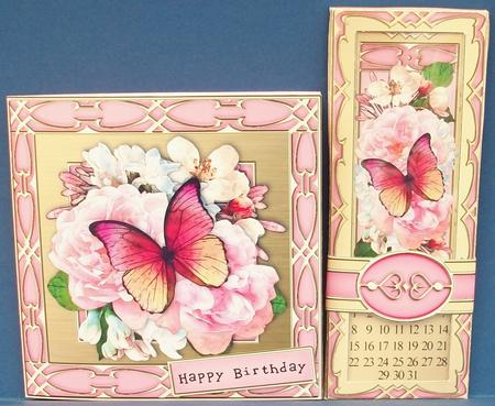 Butterfly & Roses Bookmark Calendar Fold Card Kit by Cheryl French