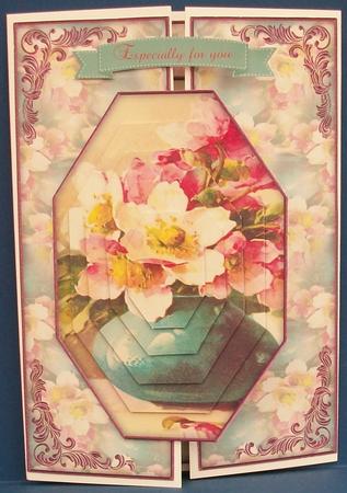 Beautiful Vintage Painted Flowers A5 Gate Fold Card Mini Kit by Cheryl French