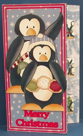 Double Pop Out Card - Winter Penguins by Cheryl French