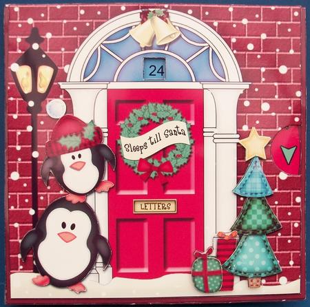 3D Penguins Christmas Door Countdown Animated Card by Cheryl French