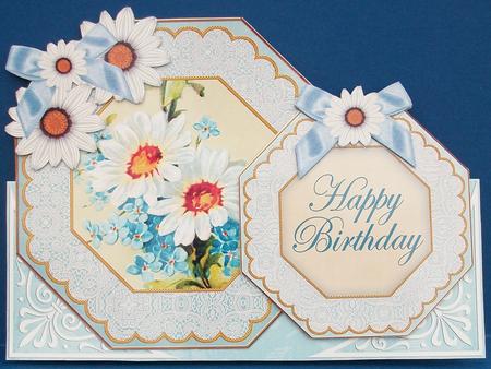 Blue Daisy Happy Birthday Double Octagon Card Kit by Cheryl French