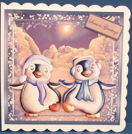 Penguin Friends Card with Decoupage by Cheryl French