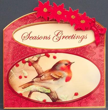 Red Robin Seasons Greetings Aperture Decoupage Card Mini Kit by Cheryl French
