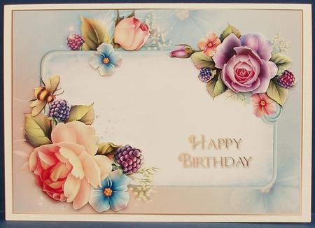 Abundant Roses Happy Birthday Decoupage by Cheryl French