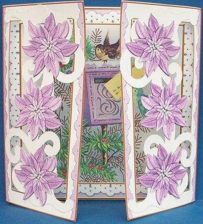 Lilac Christmas Postbox Fancy Swirl Gatefold Card & E Kit by Cheryl French