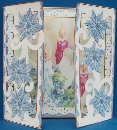 Candle Trio Blue Fancy Swirl Gatefold Card & E Kit by Cheryl French