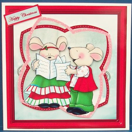 Mice Carol Singers Card with Decoupage by Cheryl French
