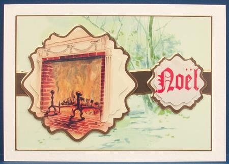 Noel Open Fire Vintage Ornate Mat Double Pyramid by Cheryl French