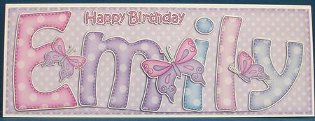 Large Dl Happy Birthday Emily Quick Card N 3D Decoupage by Cheryl French