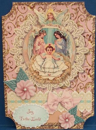 Gloria in Excelsis Vintage Christmas Pyramage Shaped Card by Cheryl French