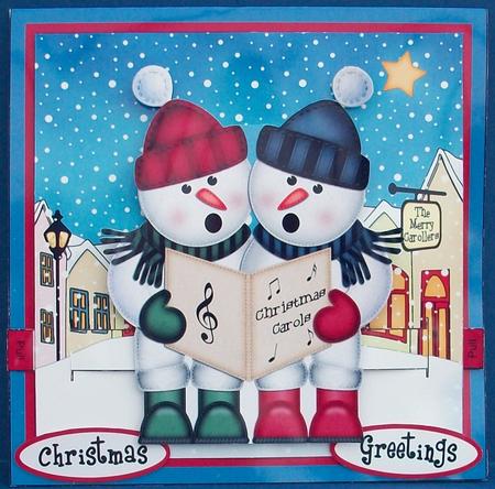 3D Carol Singing Snowmen Animated Merry Carollers Card Kit by Cheryl French