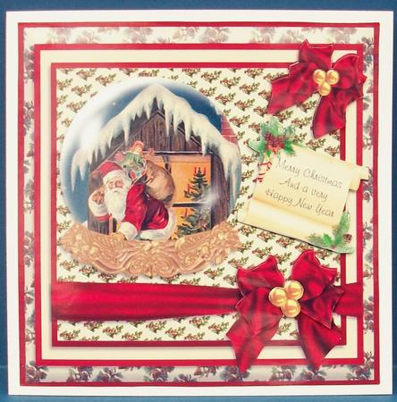 Santa on the Roof Top in a Snow Globe Card Front & Insert by Cheryl French