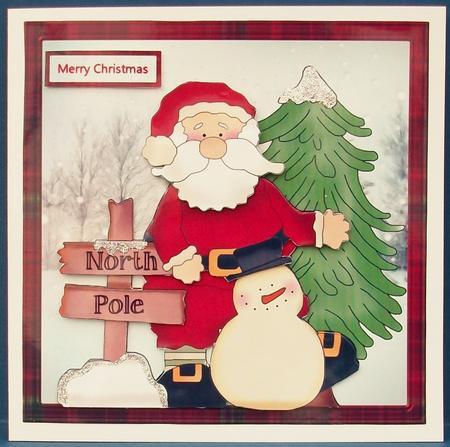 Santa at the North Pole Card with Decoupage by Cheryl French